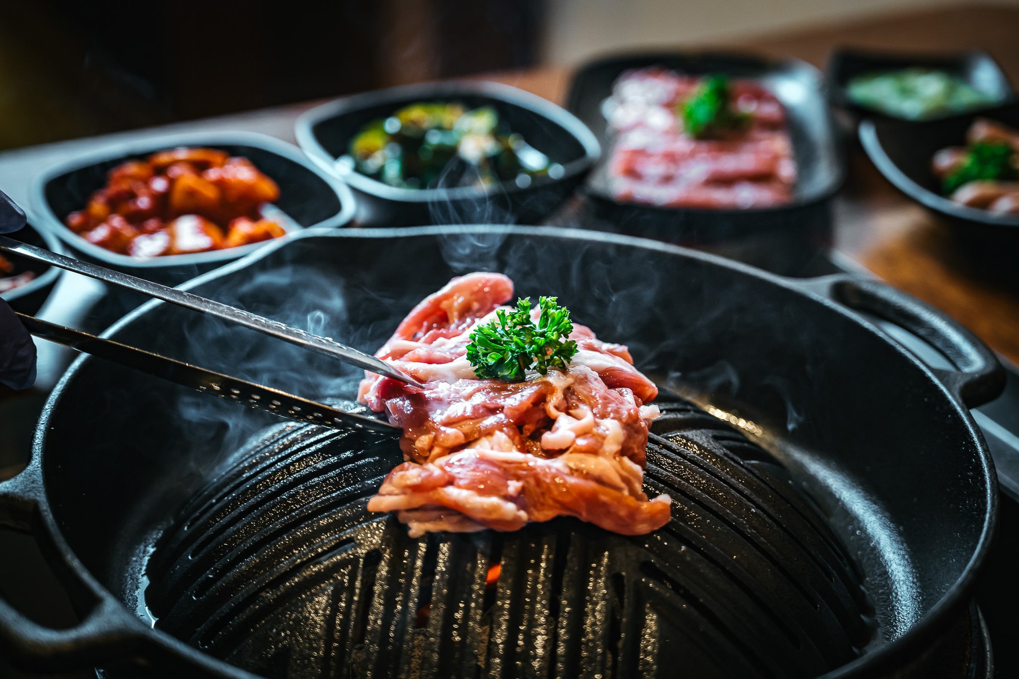 ジンギスカンの調理風景